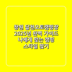 창원 달천오토캠핑장, 2025년 완벽 가이드: 나에게 맞는 캠핑 스타일 찾기