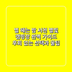 별 헤는 밤, 서천 별빛 캠핑장 완벽 가이드: 후회 없는 선택과 꿀팁