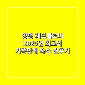 양평 레드클로버: 2025년 최고의 가족/단체 숙소 찐후기