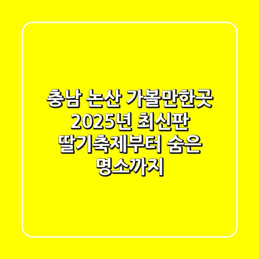 충남 논산 가볼만한곳 2025년 최신판: 딸기축제부터 숨은 명소까지!