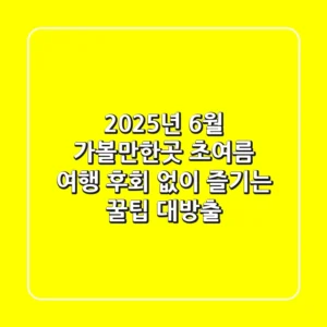2025년 6월 가볼만한곳: 초여름 여행, 후회 없이 즐기는 꿀팁 대방출!