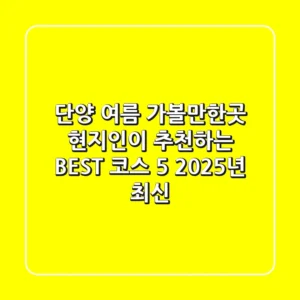 단양 여름 가볼만한곳, 현지인이 추천하는 BEST 코스 5 (2025년 최신)