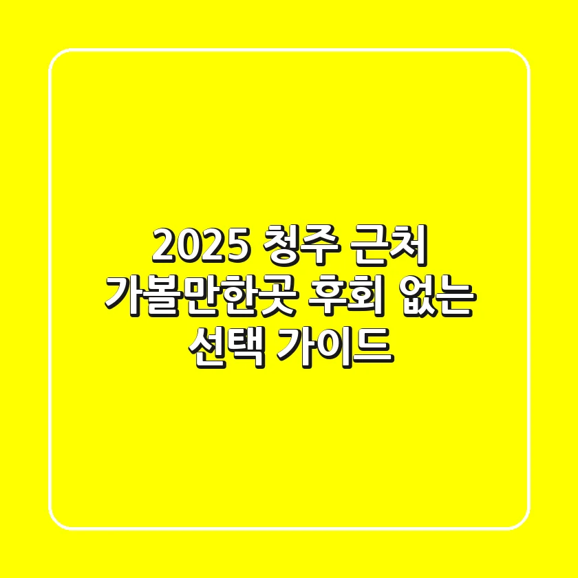 2025 청주 근처 가볼만한곳: 후회 없는 선택 가이드