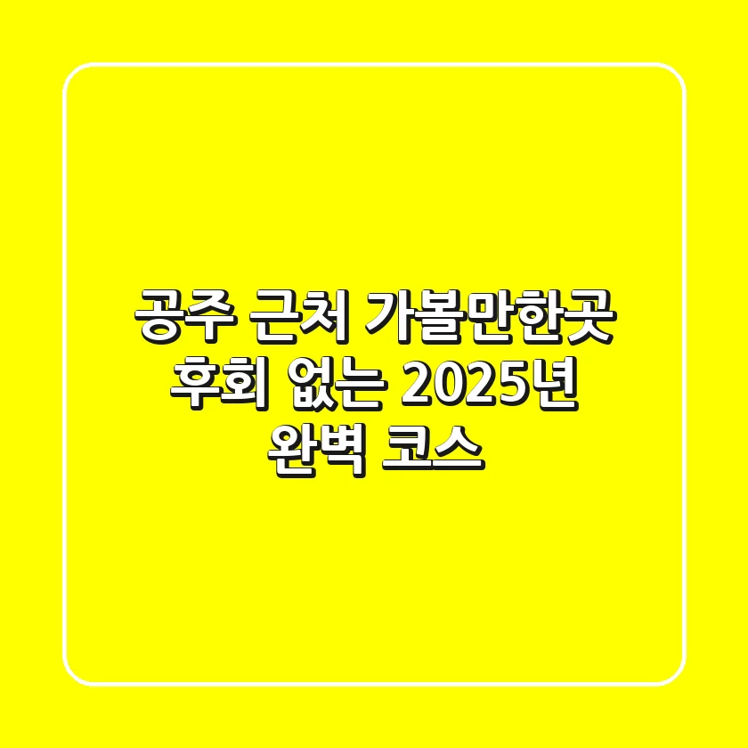 공주 근처 가볼만한곳, 후회 없는 2025년 완벽 코스