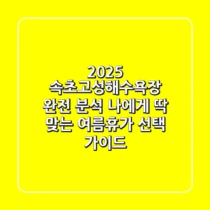 2025 속초고성해수욕장 완전 분석: 나에게 딱 맞는 여름휴가 선택 가이드