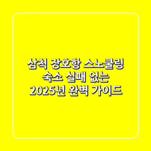 삼척 장호항 스노쿨링 숙소, 실패 없는 2025년 완벽 가이드