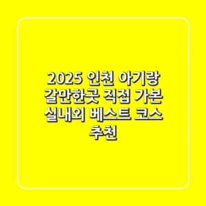 2025 인천 아기랑 갈만한곳, 직접 가본 실내외 베스트 코스 추천