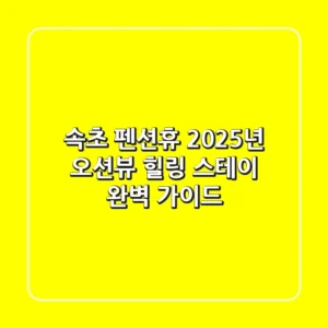 속초 펜션휴: 2025년 오션뷰 힐링 스테이 완벽 가이드