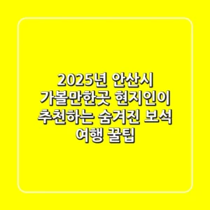 2025년 안산시 가볼만한곳: 현지인이 추천하는 숨겨진 보석 & 여행 꿀팁