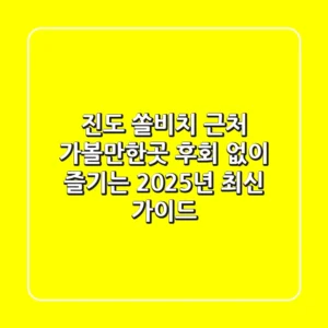 진도 쏠비치 근처 가볼만한곳, 후회 없이 즐기는 2025년 최신 가이드