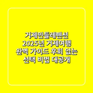 거제민들레펜션, 2025년 거제여행 완벽 가이드: 후회 없는 선택 비법 대공개!