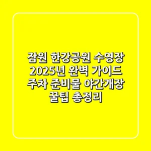 잠원 한강공원 수영장 2025년 완벽 가이드: 주차, 준비물, 야간개장 꿀팁 총정리