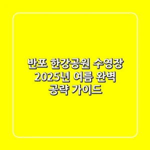 반포 한강공원 수영장? 2025년 여름, 완벽 공략 가이드!