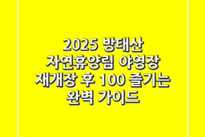 2025 방태산 자연휴양림 야영장, 재개장 후 100% 즐기는 완벽 가이드