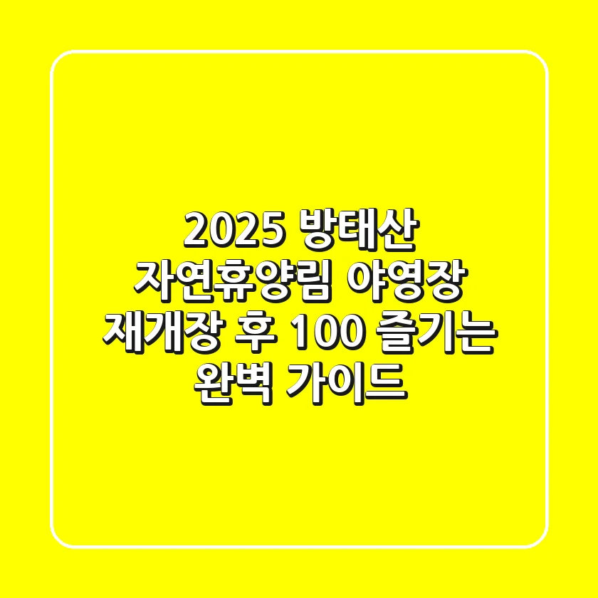 2025 방태산 자연휴양림 야영장, 재개장 후 100% 즐기는 완벽 가이드