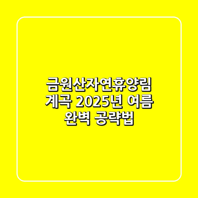 금원산자연휴양림 계곡, 2025년 여름 완벽 공략법
