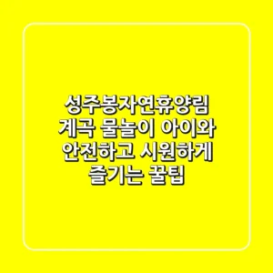 성주봉자연휴양림 계곡 물놀이, 아이와 안전하고 시원하게 즐기는 꿀팁