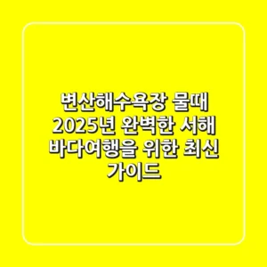 변산해수욕장 물때 2025년, 완벽한 서해 바다여행을 위한 최신 가이드