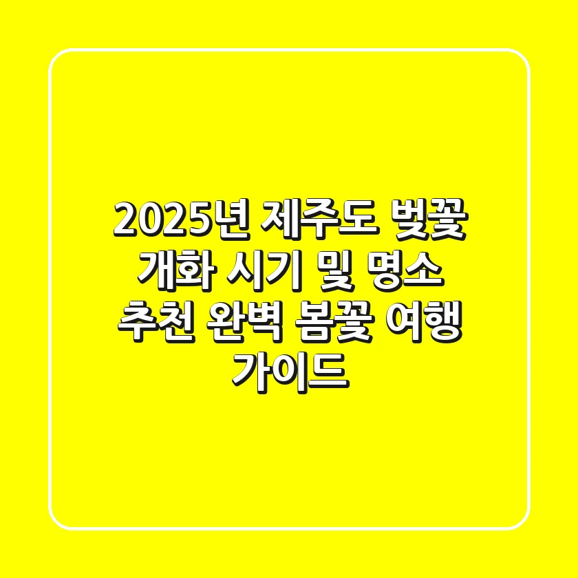 2025년 제주도 벚꽃 개화 시기 및 명소 추천: 완벽 봄꽃 여행 가이드