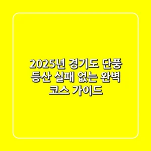 2025년 경기도 단풍 등산, 실패 없는 완벽 코스 가이드