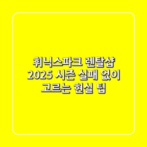휘닉스파크 렌탈샵, 2025 시즌 실패 없이 고르는 현실 팁