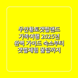 무안황토갯벌랜드, 가족여행 2025년 완벽 가이드: 숙소부터 갯벌체험 꿀팁까지!