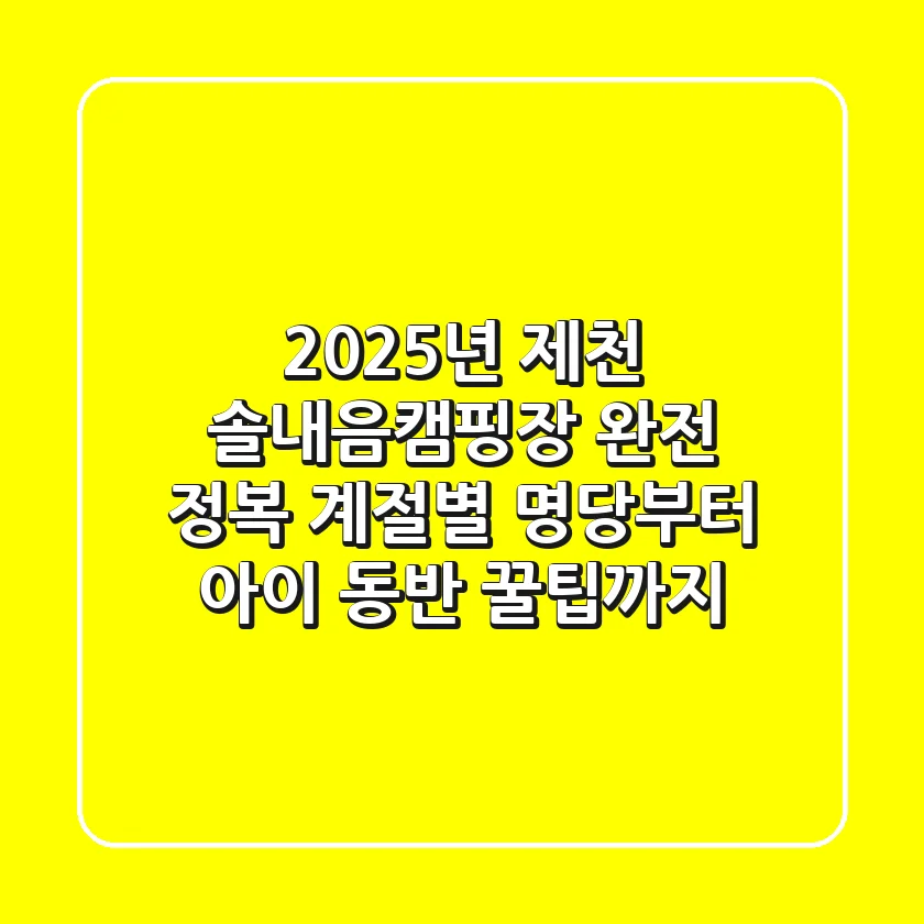 2025년 제천 솔내음캠핑장 완전 정복: 계절별 명당부터 아이 동반 꿀팁까지!
