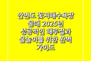 안면도 꽃지해수욕장 물때: 2025년 성공적인 해루질과 물놀이를 위한 완벽 가이드