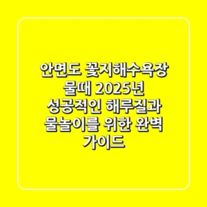 안면도 꽃지해수욕장 물때: 2025년 성공적인 해루질과 물놀이를 위한 완벽 가이드