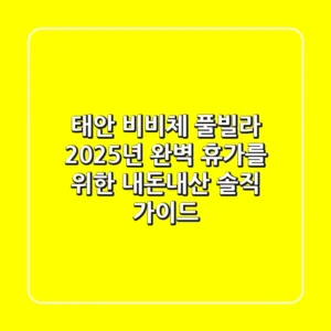 태안 비비체 풀빌라: 2025년 완벽 휴가를 위한 내돈내산 솔직 가이드