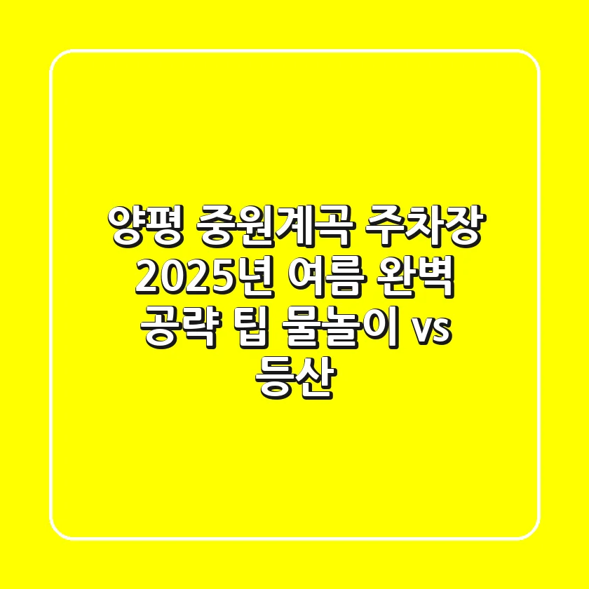 양평 중원계곡 주차장, 2025년 여름 완벽 공략 팁 (물놀이 vs 등산)