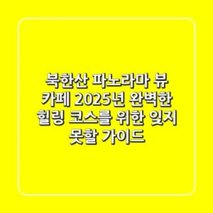 북한산 파노라마 뷰 카페: 2025년 완벽한 힐링 코스를 위한 잊지 못할 가이드