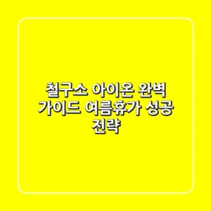 철구소 아이온 완벽 가이드: 여름휴가 성공 전략!