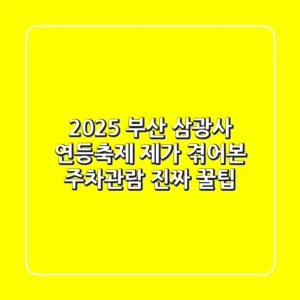 2025 부산 삼광사 연등축제, 제가 겪어본 주차/관람 '진짜' 꿀팁!