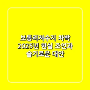 보통리저수지 차박, 2025년 현실 조언과 슬기로운 대안
