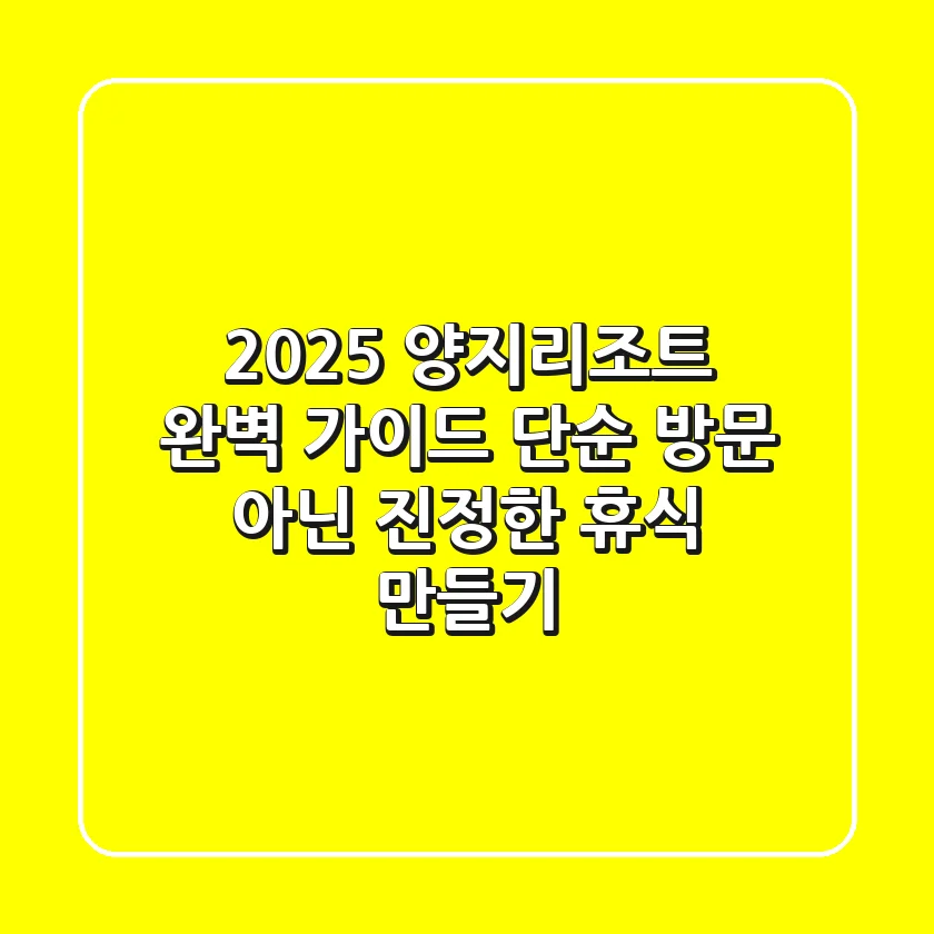 2025 양지리조트 완벽 가이드: 단순 방문 아닌 '진정한 휴식' 만들기