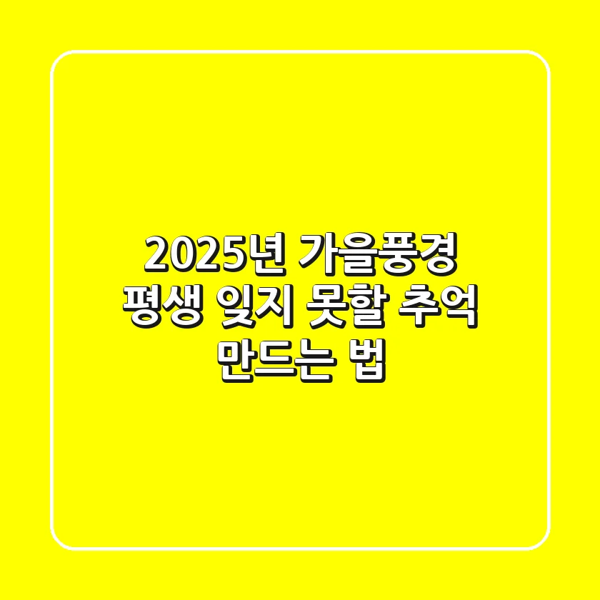 2025년 가을풍경, 평생 잊지 못할 추억 만드는 법