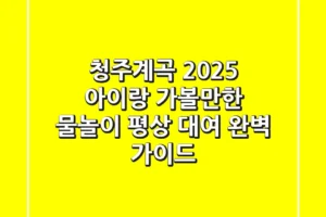 청주계곡 2025: 아이랑 가볼만한 물놀이 & 평상 대여 완벽 가이드