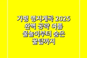 가평 명지계곡 2025 완벽 공략: 여름 물놀이부터 숨은 꿀팁까지!