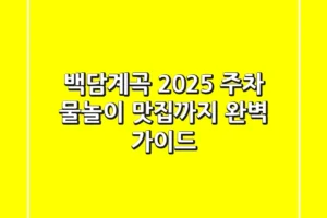 백담계곡 2025: 주차, 물놀이, 맛집까지 완벽 가이드