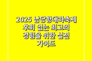 2025 남당항대하축제, 후회 없는 최고의 경험을 위한 실전 가이드