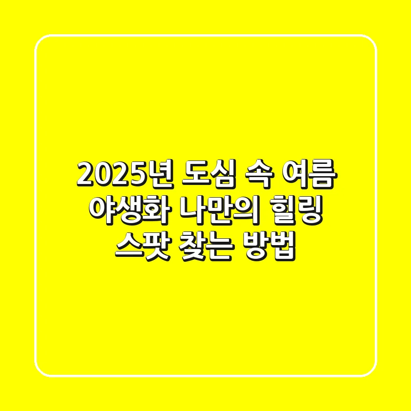 2025년 도심 속 여름 야생화: 나만의 힐링 스팟 찾는 방법