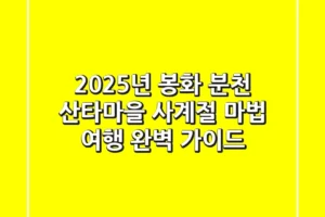 2025년 봉화 분천 산타마을: 사계절 마법 여행 완벽 가이드