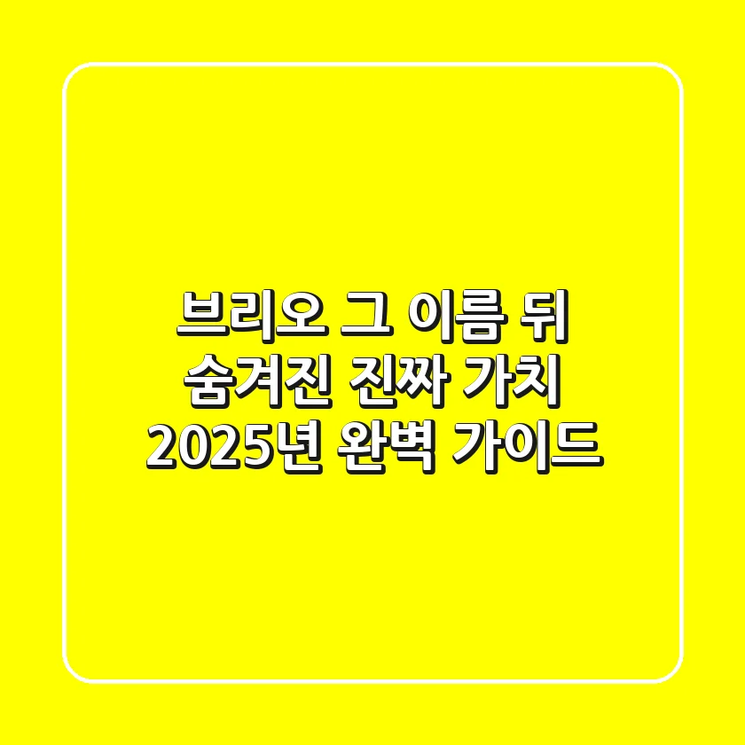 브리오, 그 이름 뒤 숨겨진 진짜 가치: 2025년 완벽 가이드