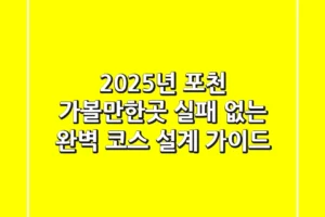 2025년 포천 가볼만한곳: 실패 없는 완벽 코스 설계 가이드!