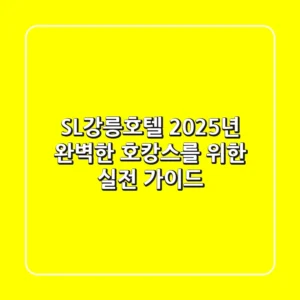SL강릉호텔, 2025년 완벽한 호캉스를 위한 실전 가이드