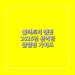 블랙트리 캠핑: 2026년 완벽한 글램핑 가이드